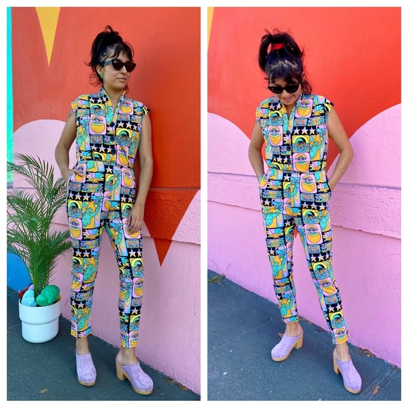 Nooworks Magic Suit One Piece Jumpsuit Colorful Florescent Neon Dreyfus Print - Picture 11 of 11